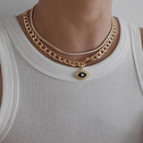 Chunky Gold 3D Evil Eye Charm Choker Necklace