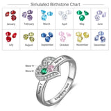 Personalized 2 Birthstone Ring for Women