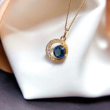 Natural Blue Gemstone Pendant Necklace