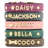 Personalized Leather Crystal Dog ID Collar