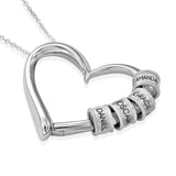 Charming Heart Necklace with Engraved Beads