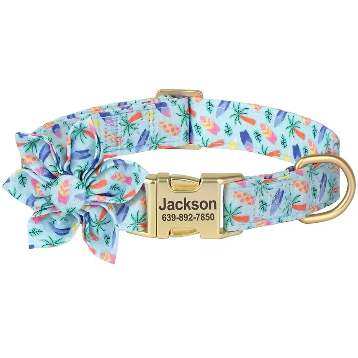 Personalized Cute Flower Dog ID Collar