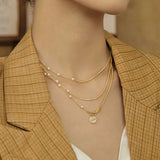 Pearl Necklaces for Women 18K Gold Plated Dainty Pearl Necklaces