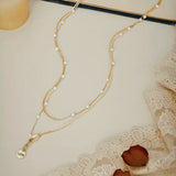 Pearl Necklaces for Women 18K Gold Plated Dainty Pearl Necklaces