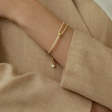 Bracelets 2024  14K Gold Plated Alloy Simple Zircon Adjustable For Women Fashion Jewelry