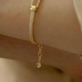 Bracelets 2024  14K Gold Plated Alloy Simple Zircon Adjustable For Women Fashion Jewelry