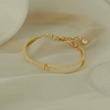 Bracelets 2024  14K Gold Plated Alloy Simple Zircon Adjustable For Women Fashion Jewelry