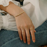 Charm Bracelet for Women with Bead String in 14k Gold, Adjustable