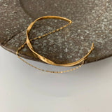 14K Gold Plated Double Layer Chain Bracelet With Geometric Half Bangles For Women