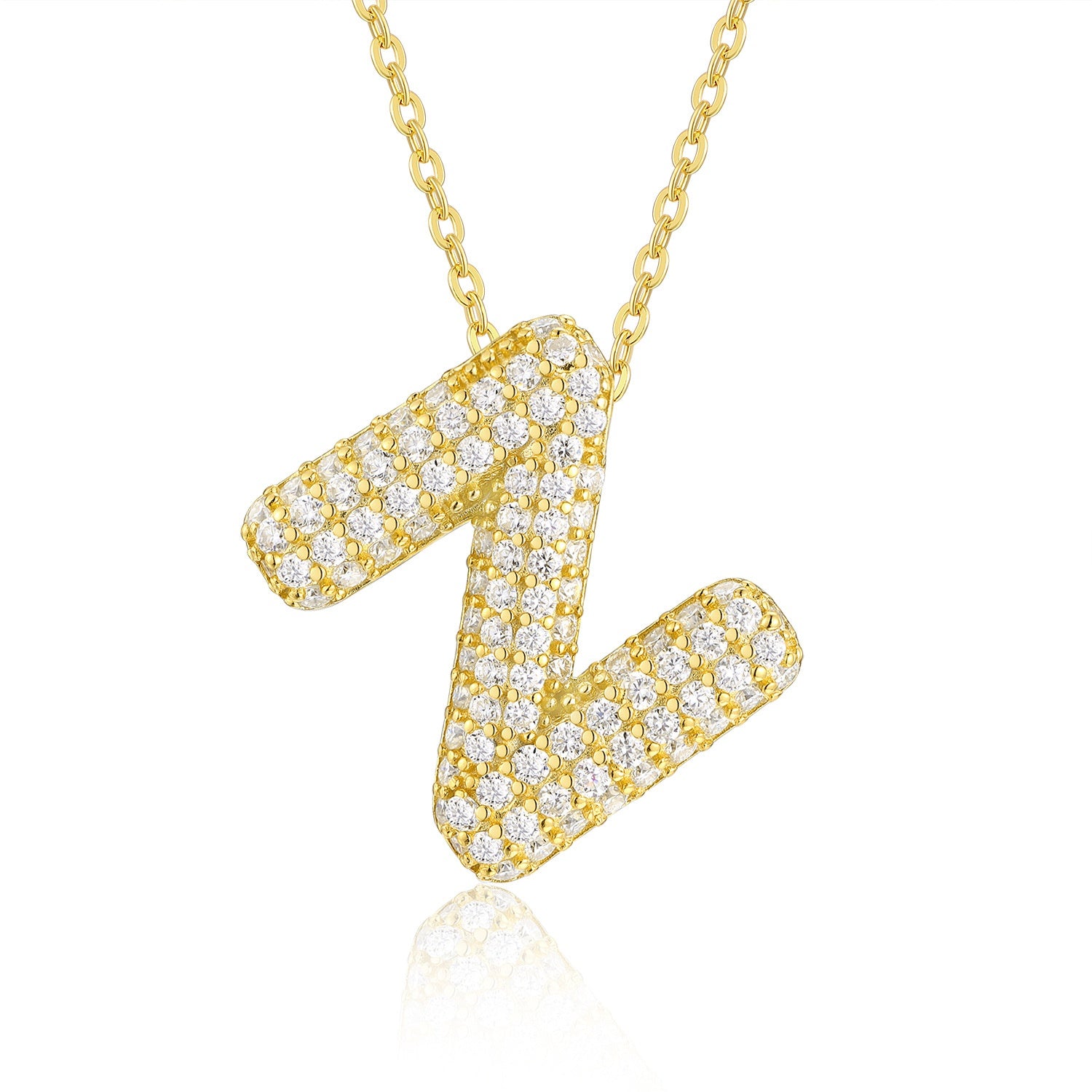 18K Gold Plated New Letter Pendant Necklace Fashion Moissanite Necklace