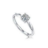 14K Pure White Gold Lifetime Bond Couple's Ring Live Adjustable Moissanite