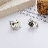 S925 sterling silver Europe and the United States creative removable glasses mounted cool French bulldog three-dimensional hip-hop earrings