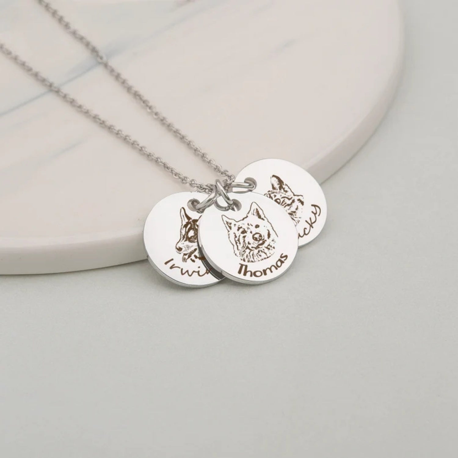 Pet Head & Name Necklace