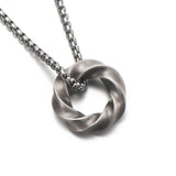 Men's Mobius Sterling Silver Necklace, Trendy High-End Original Design Circle Pendant