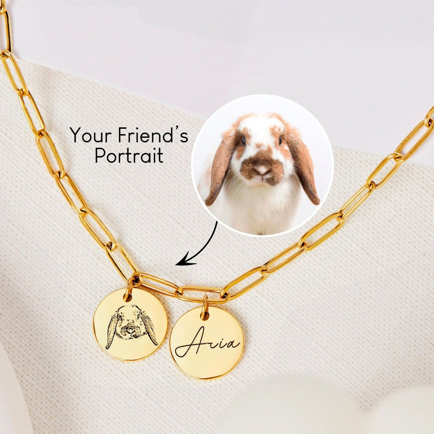 Personalized Custom Pet Round Tag Necklace Couple's Necklace