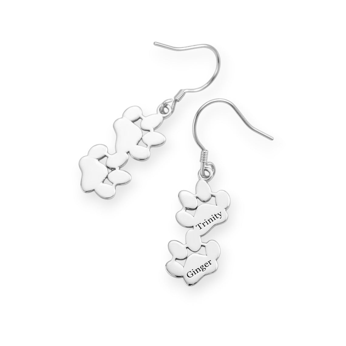 Personalized Dog Paw Name Earrings