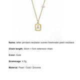 Letter Pendant Necklace Women Freshwater Pearl Necklace