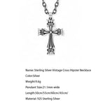 Sterling Silver Vintage Cross Hipster Necklace