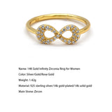 14K Gold Infinity Zirconia Ring for Women