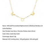 14K Gold Personalized Alphanumeric Collarbone Necklace 26 Letter 18 inches Necklace