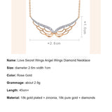 18K Pure Gold Love Secret Wings Angel Wings Diamond Necklace