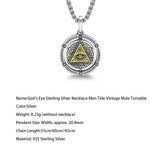 God's Eye Sterling Silver Necklace Men Tide Vintage Male Turnable