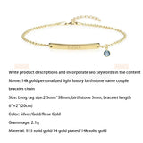 14k Gold Personalized Light Luxury Birthstone Name Couple Bracelet