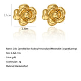 Gold Camellia Non-Fading Personalized Minimalist Elegant Earrings