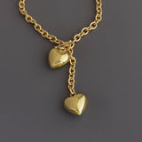 Double Golden Hearts Necklace