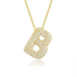 18K gold plated moissanite 3D bubble letter B initial pendant necklace.
