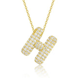 18K gold plated moissanite 3D bubble letter H initial pendant necklace.