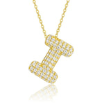 18K gold plated moissanite 3D bubble letter I initial pendant necklace.
