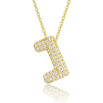 18K gold plated moissanite 3D bubble letter J initial pendant necklace.