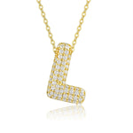 18K gold plated moissanite 3D bubble letter L initial pendant necklace.