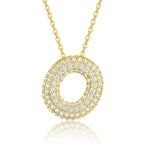 18K gold plated moissanite 3D bubble letter O initial pendant necklace.