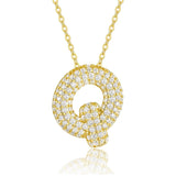 18K gold plated moissanite 3D bubble letter Q initial pendant necklace.