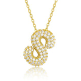 18K gold plated moissanite 3D bubble letter S initial pendant necklace.