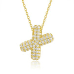 18K gold plated moissanite 3D bubble letter X initial pendant necklace.