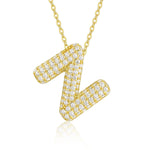 18K gold plated moissanite 3D bubble letter Z initial pendant necklace.