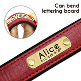 Personalized PU Leather Dog ID Collar & Leash Set