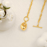 Gold Chain Toggle Teardrop Pendant Necklace