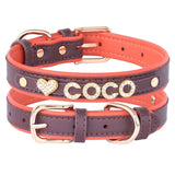 Custom PU Leather Dog and Cat ID Collar with Crystals