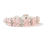 Single light pink simulated pearl pet collar.