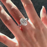 Dynamic video demonstrating the blinding sparkle and flawless D VVS2 clarity of the oversized oval lab diamond ring.