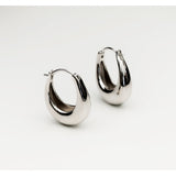 A pair of S925 sterling silver U-shape hoop earrings displayed on a clean white background.