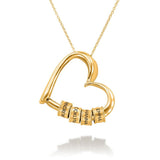 Charming Heart Necklace with Engraved Beads